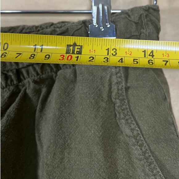 Uniqlo Large 30 Linen/Cotton Green Shorts Elastic Waist - Picture 3 of 6